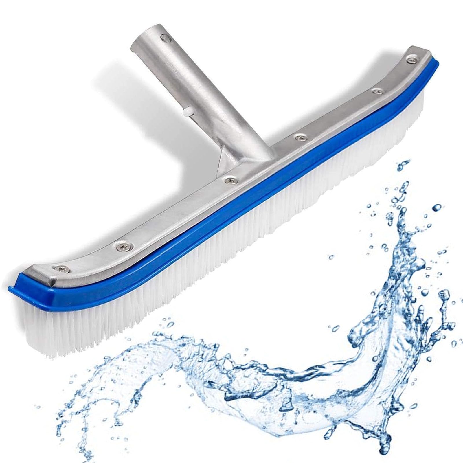 Banax pool brush head curved-ends improve wall access for thorough cleaning.