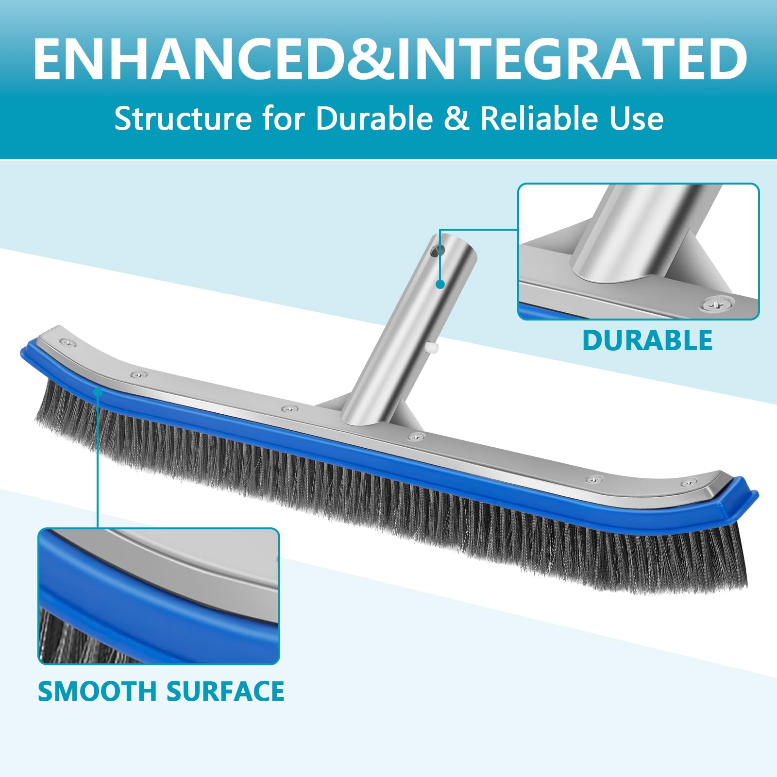 Banax pool brush head curved ends for corner cleaning precision