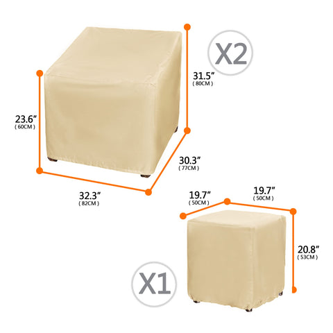 Baner Garden coffee table cover top view demonstrates snug fit and weatherproof protection.