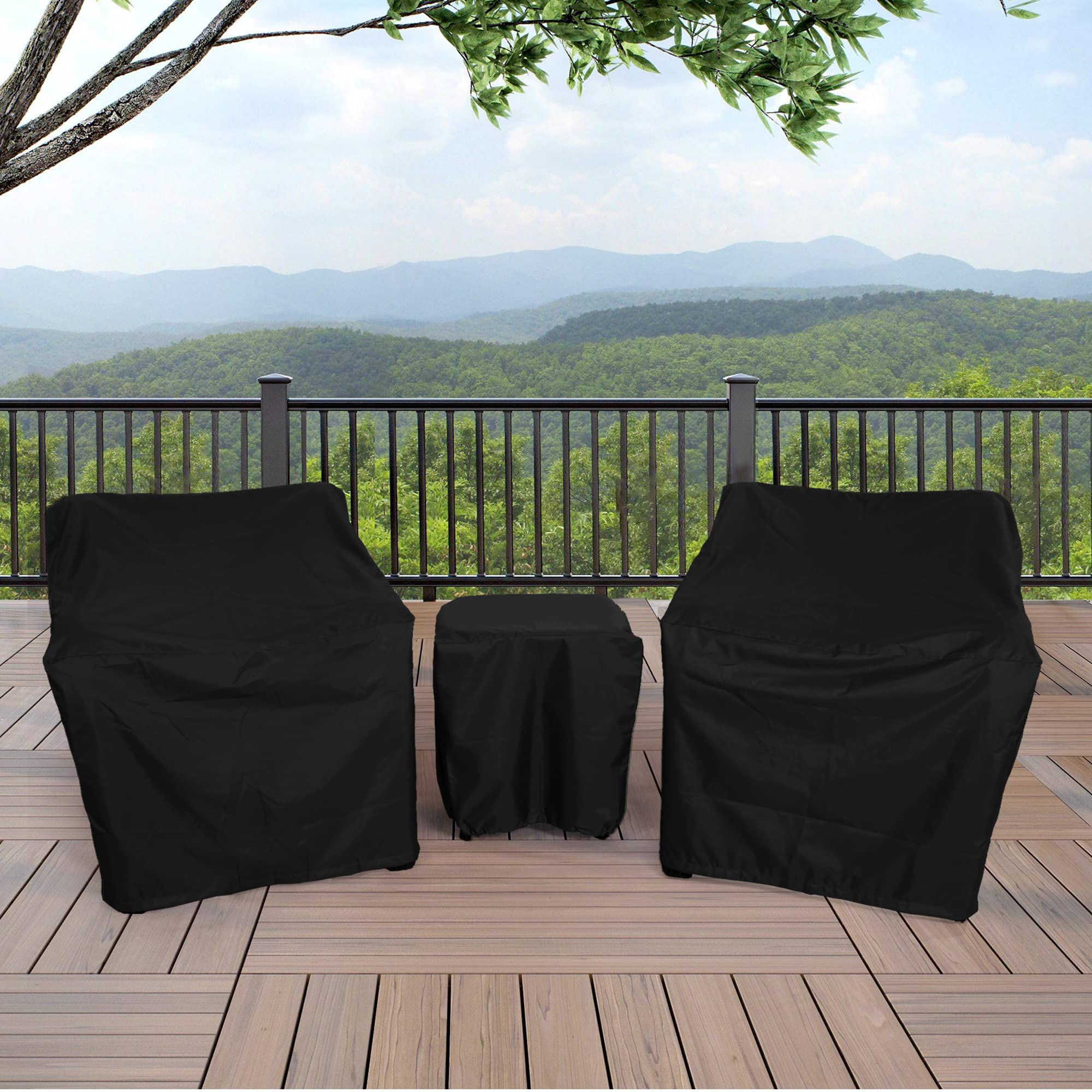 Baner Garden coffee table cover guards tabletop from dust and rain.