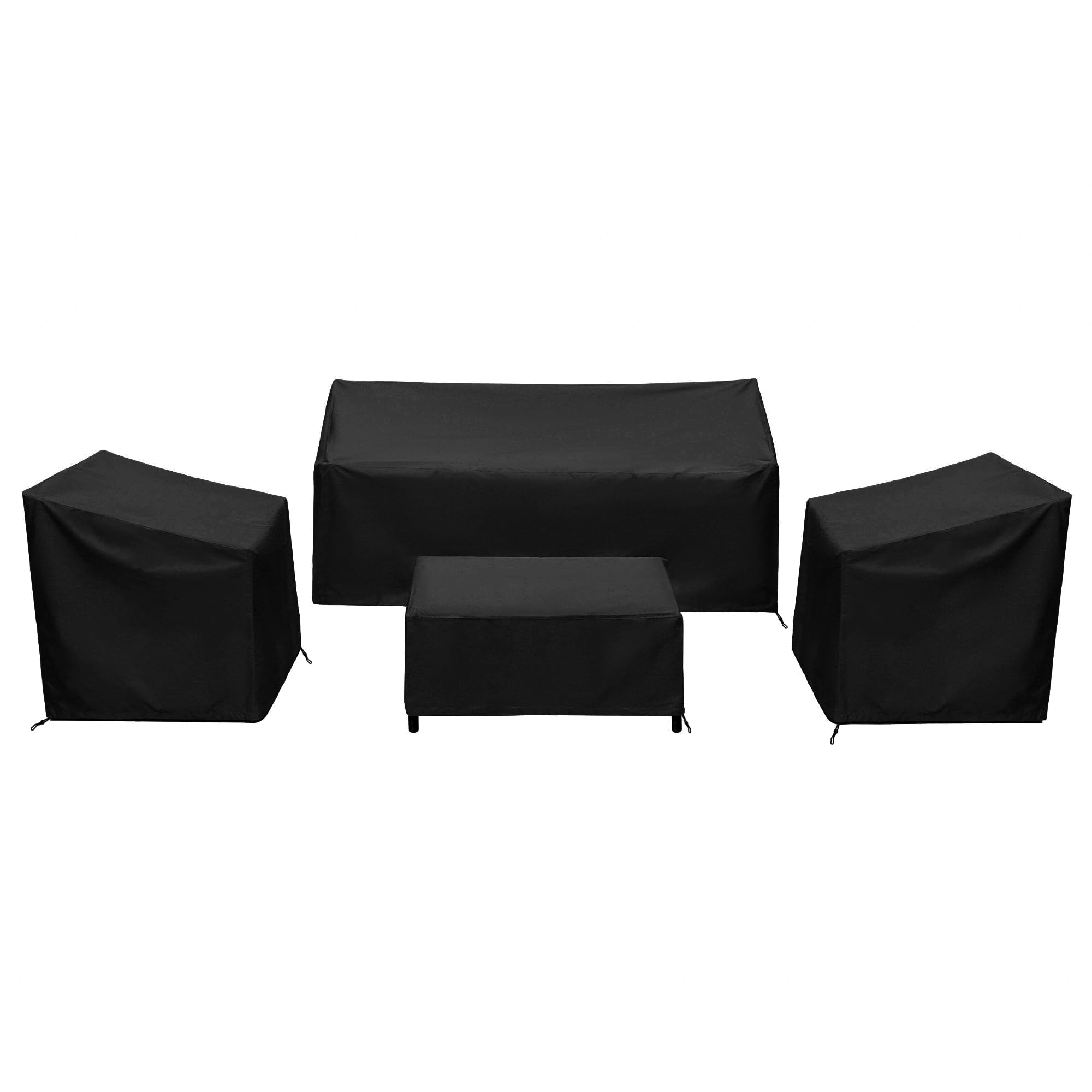 Baner Garden four-piece patio cover set protecting outdoor furniture and cushions.