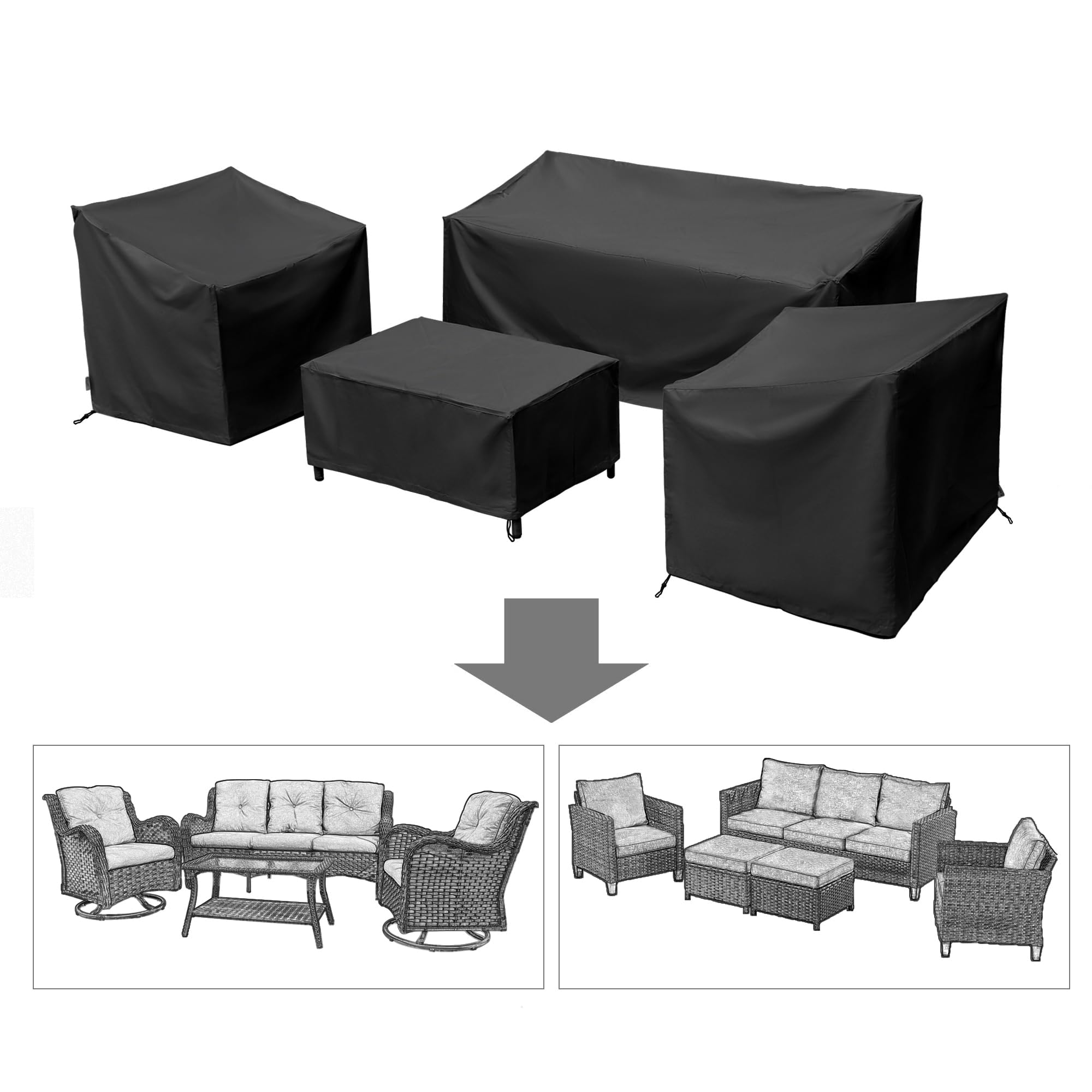 Baner Garden sofa cover for outdoor use shielding a three-seat sofa.