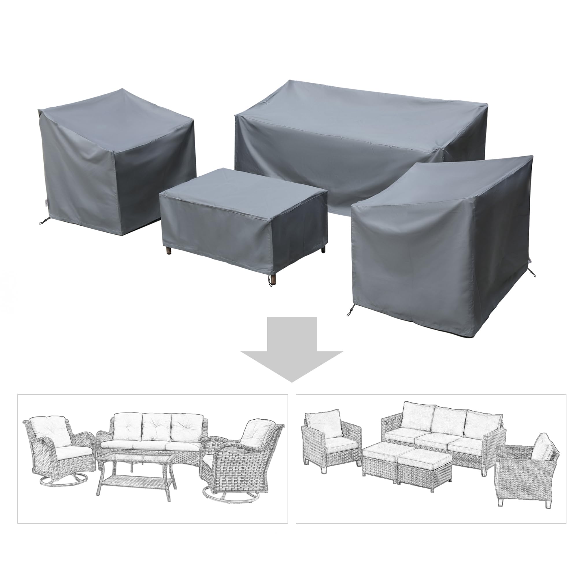 Baner Garden left chair cover shields against rain and debris.