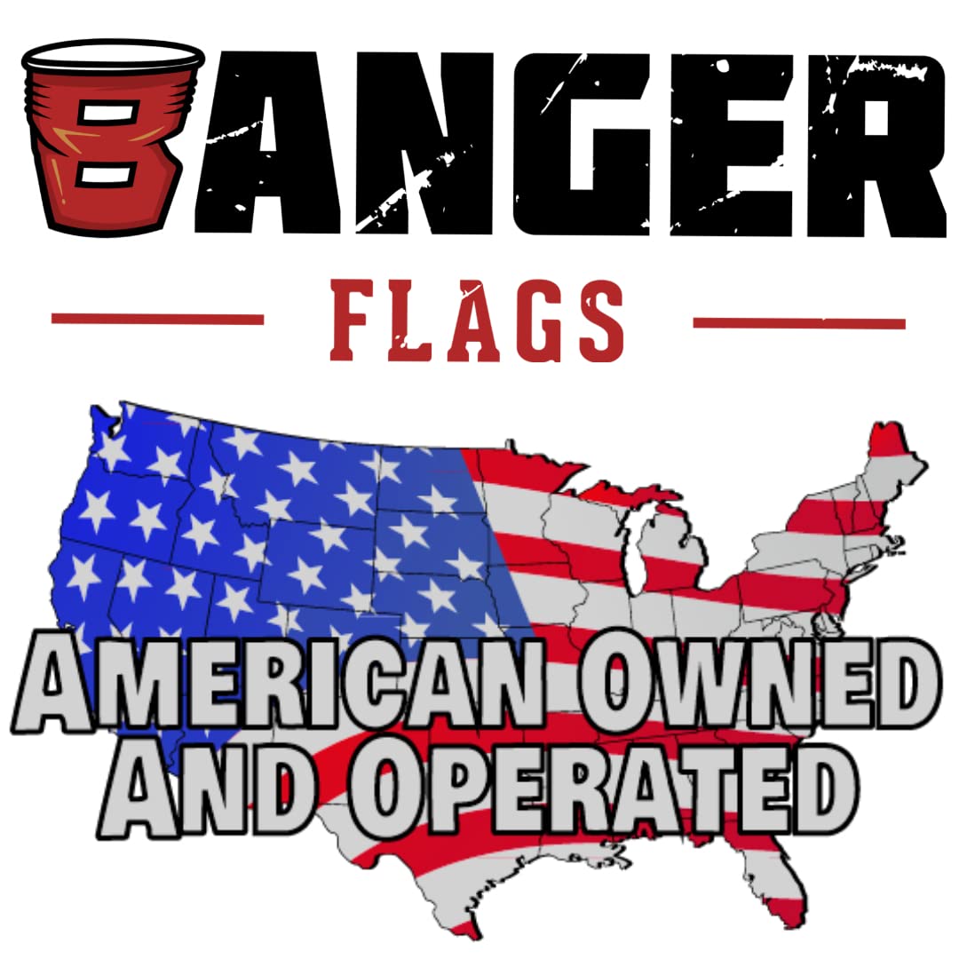 Banger Flags flag with brass grommets for secure wall hanging.