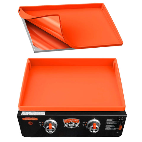 BANGIE 22-inch griddle mat front view in orange ready for grilling.