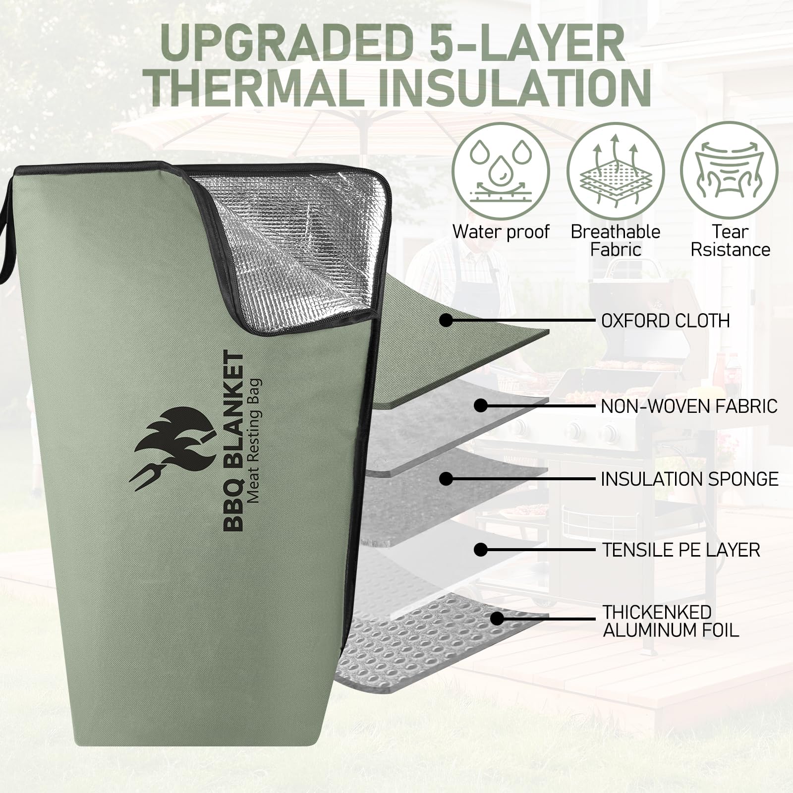 BANGIE BBQ Blanket insulation layer keeps steady heat for hours of rest