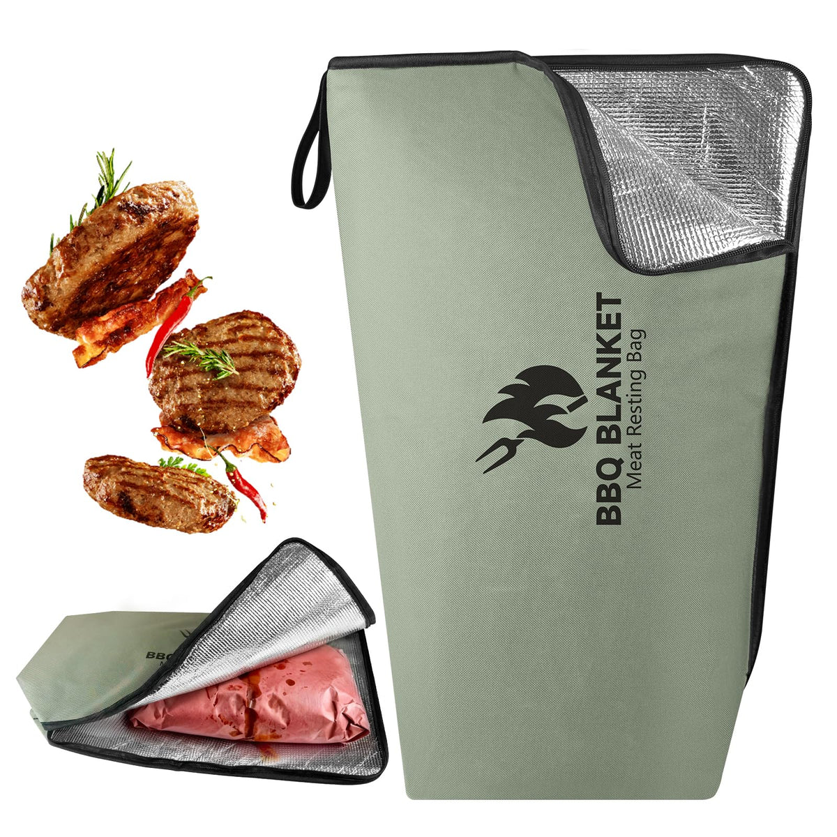 BANGIE BBQ Blanket top view shows leakproof interior protecting bark and counters