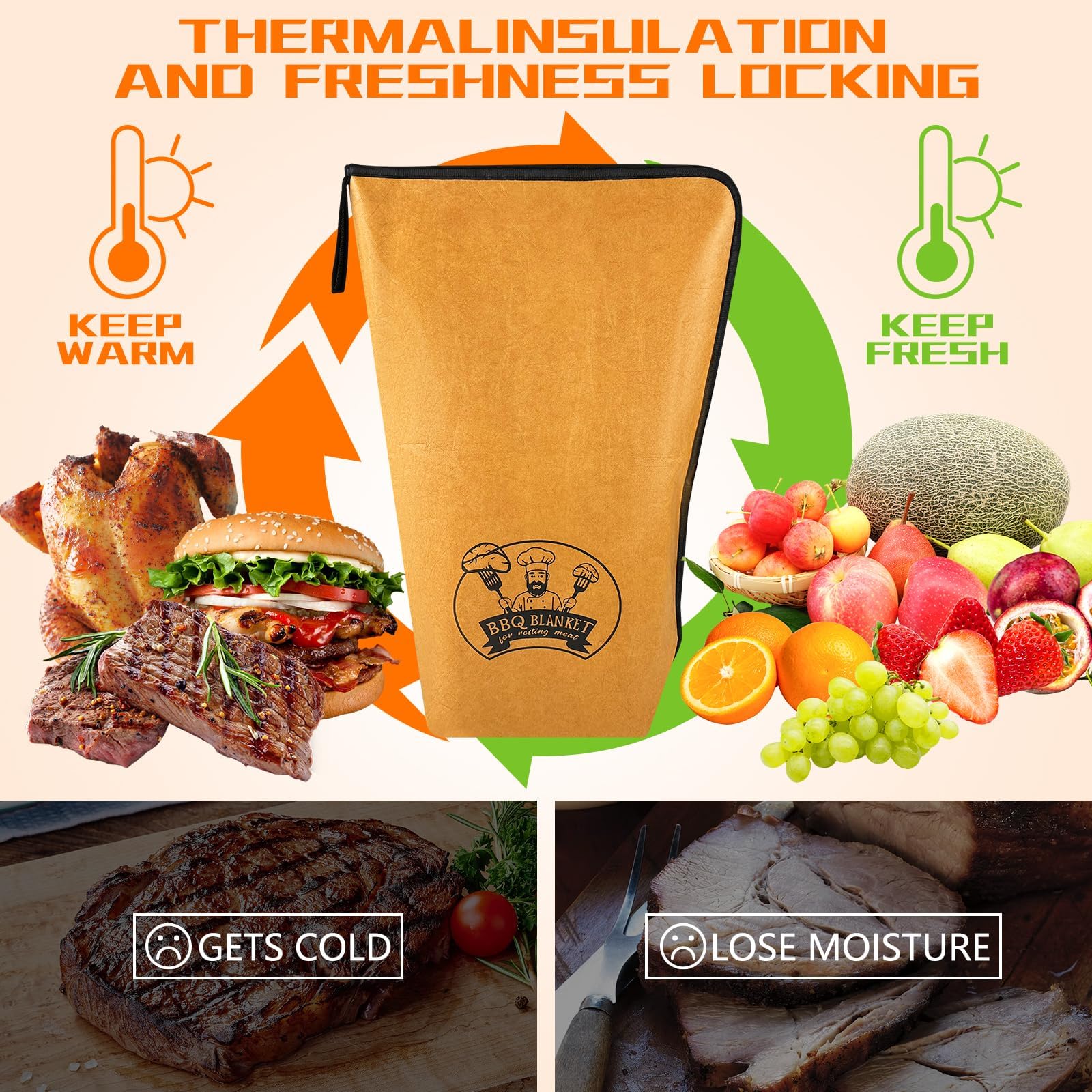 BANGIE brisket resting bag with large capacity for full packer brisket.