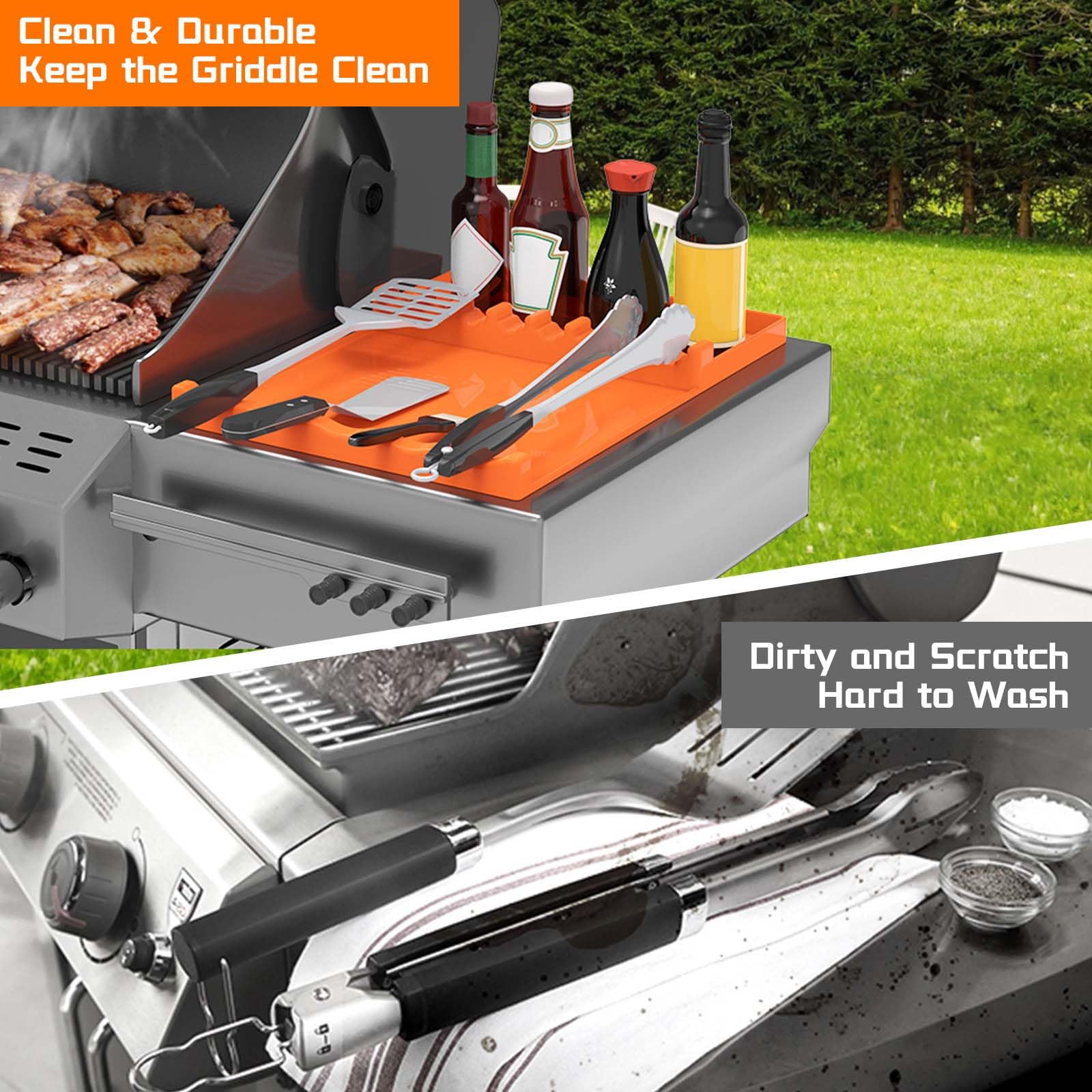 BANGIE silicone mat tolerates heat up to 450°F for safe grilling