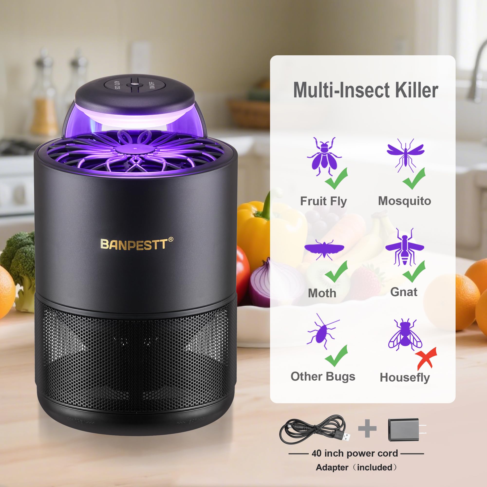 BANPESTT dusk-dawn sensor setup shows energy-efficient insect control.