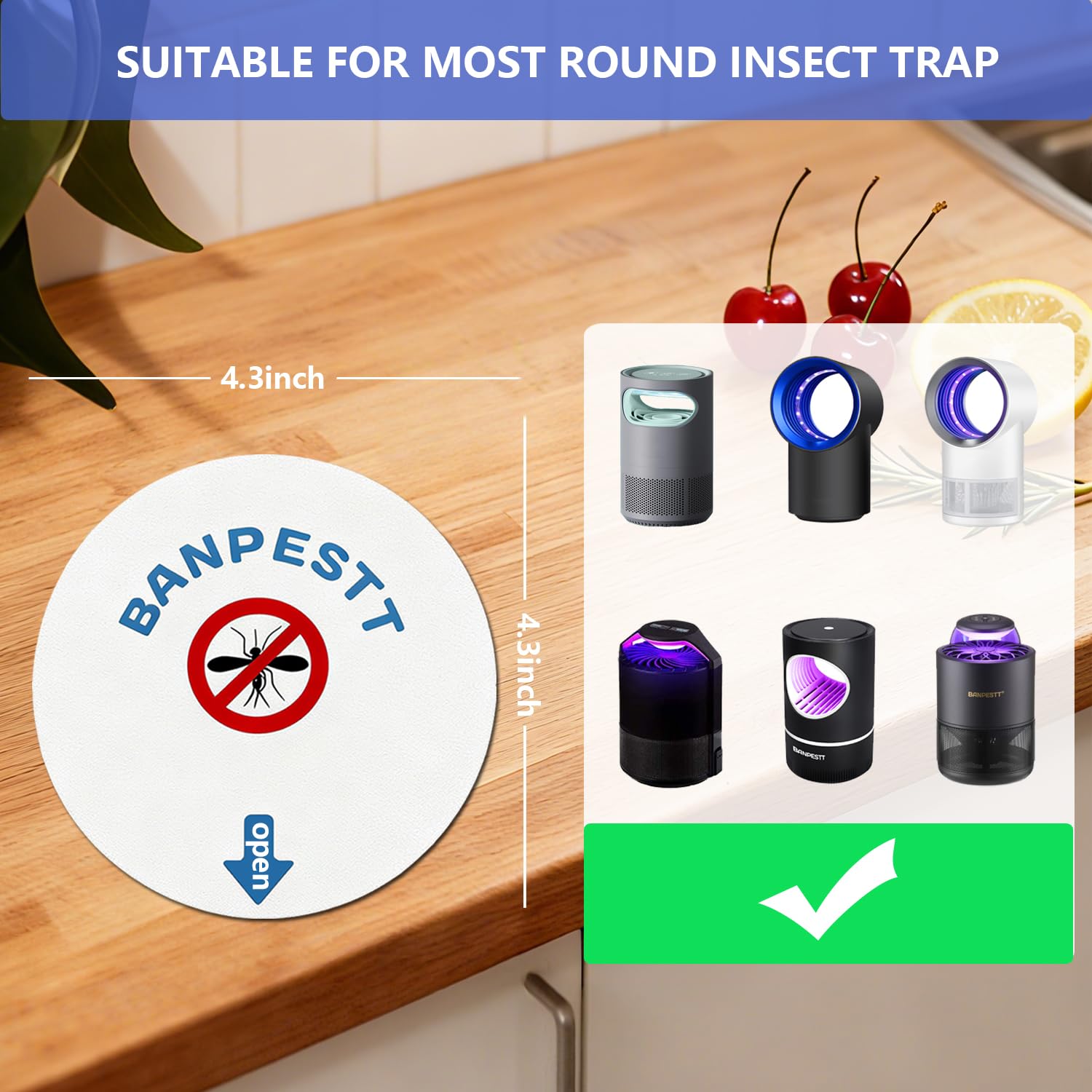 BANPESTT kitchen-safe glue board in a kitchen setting for indoor use.