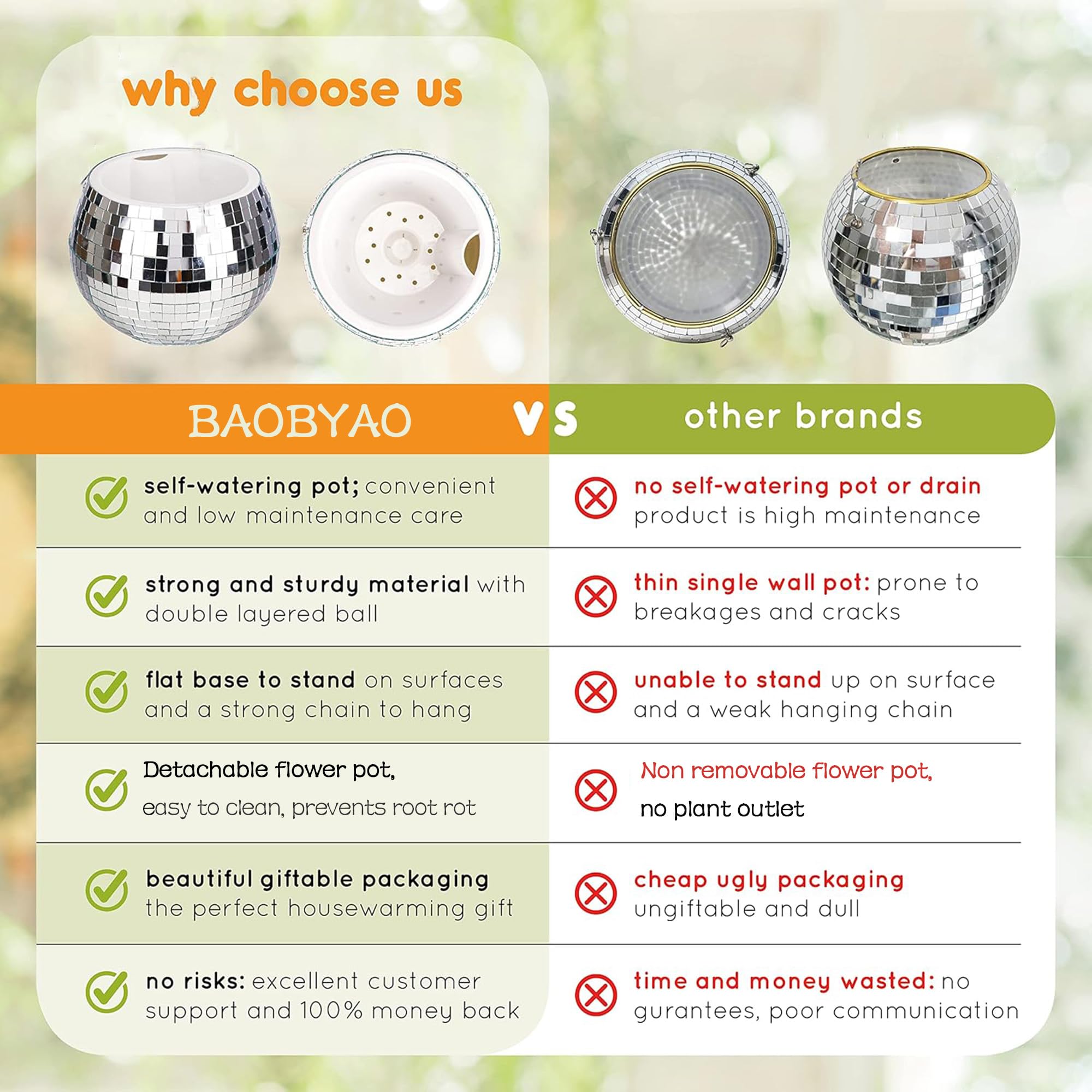 Baobyao disco ball reflects sunlight, brightening any room.