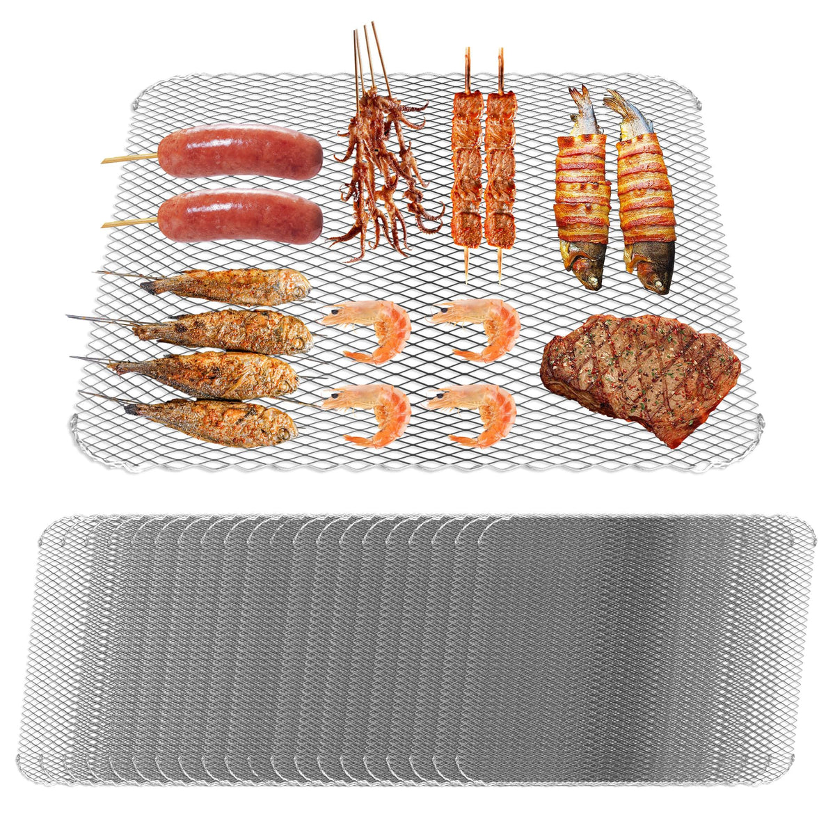 BaokiTook grill toppers set 16x12 grid design for even cooking