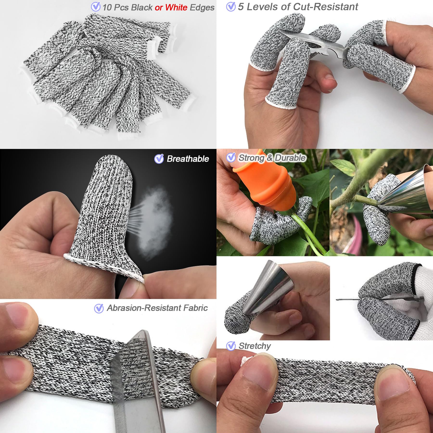 Baoton cut resistant finger gloves protect hands during trimming.