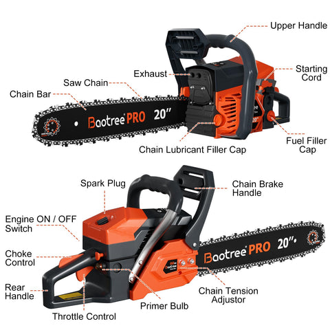 Baotree 62cc chainsaw bar and chain in action for precise cutting and firewood prep