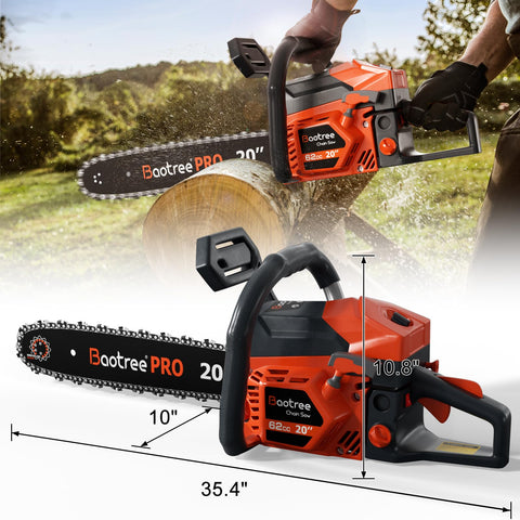 Baotree 62cc chainsaw with chain brake in use for enhanced operator safety