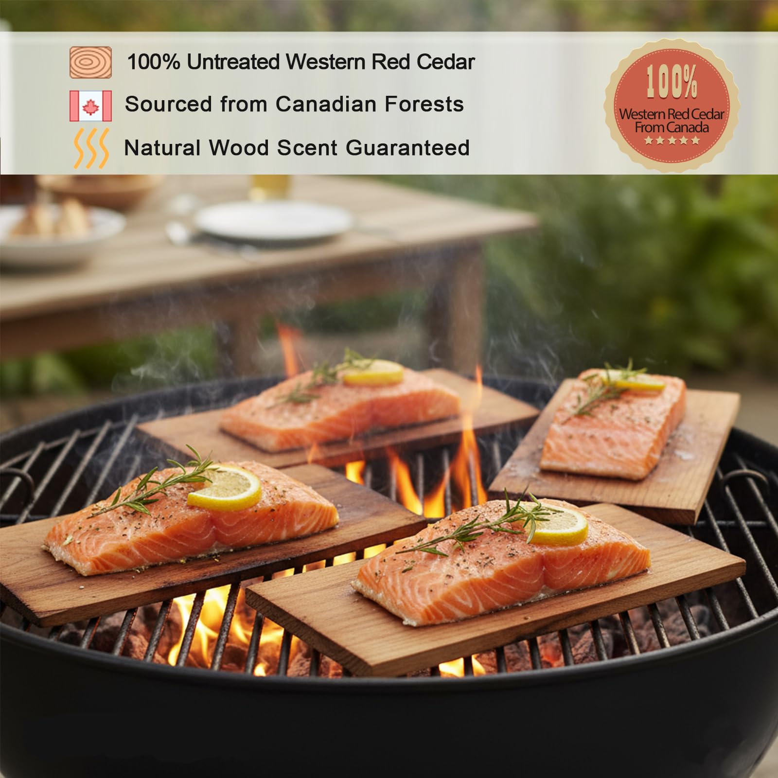 baoyeewood cedar planks pack for barbecue grilling.