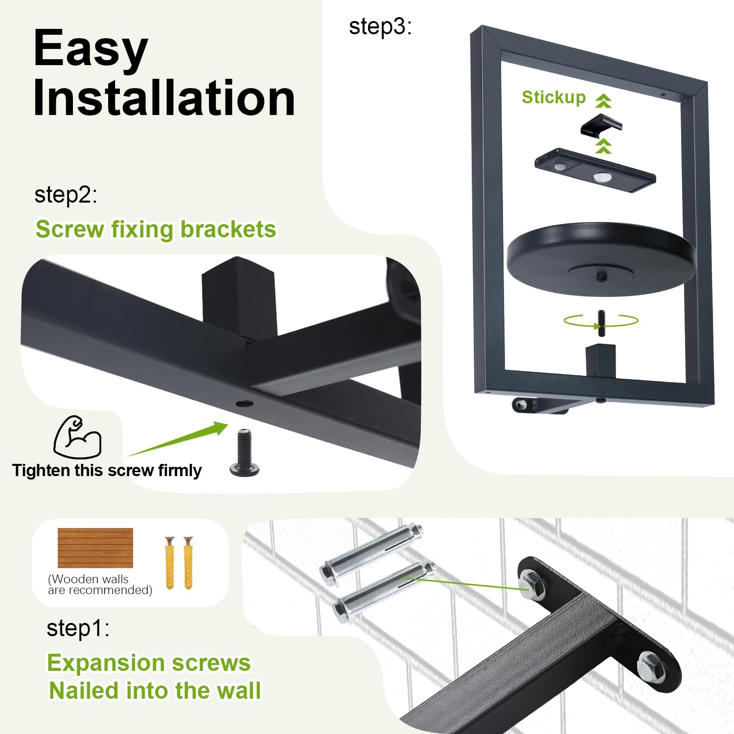 BAOYOUNI metal wall rack holds pots securely with rust-free finish for outdoor spaces.