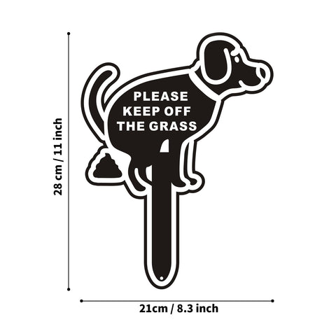 Bapikue no dog poop sign yard back view, double-sided readability from both directions.