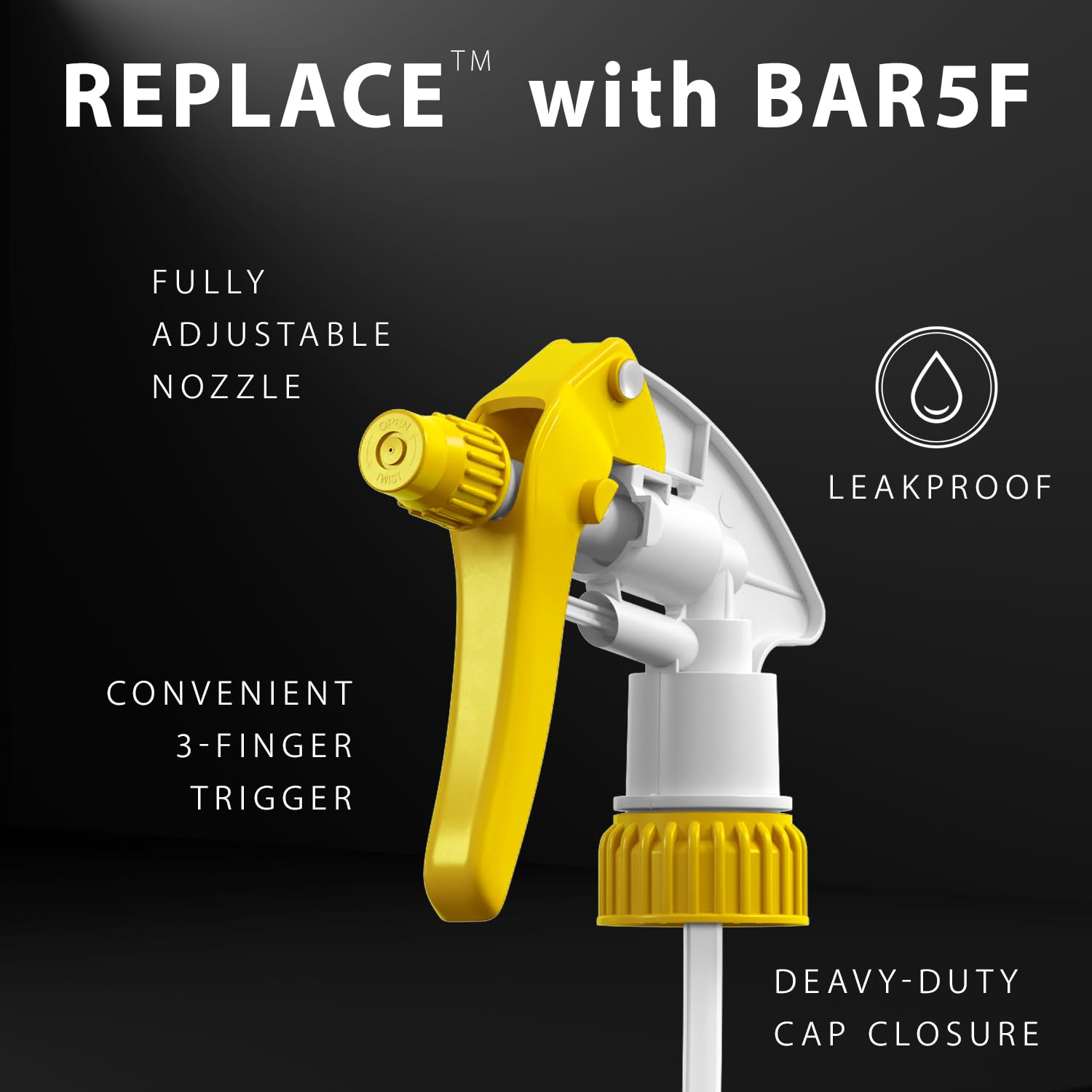 Bar5F adjustable nozzle settings enable jet, shower, mist, and fan spray