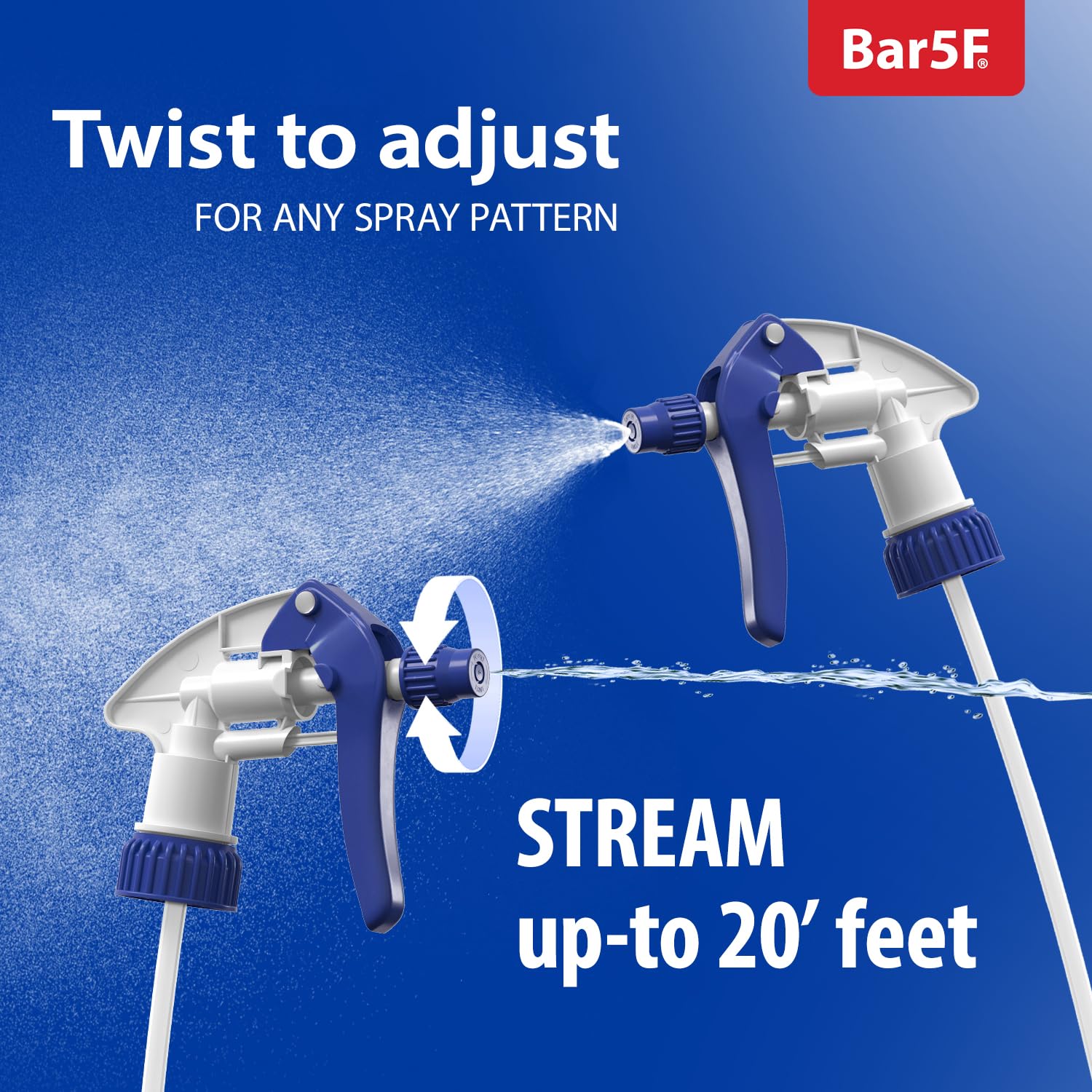 Bar5F sprayer nozzle adjustment showing customizable output