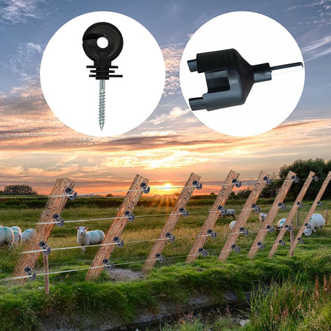 Barafat fence insulator supporting pasture, yard, and farm fencing options.