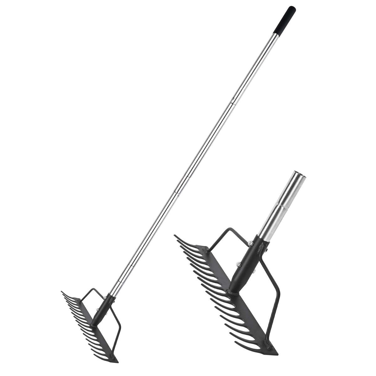 BARAYSTUS 15-inch bow rake with 16 tines for efficient soil loosening and debris clearing