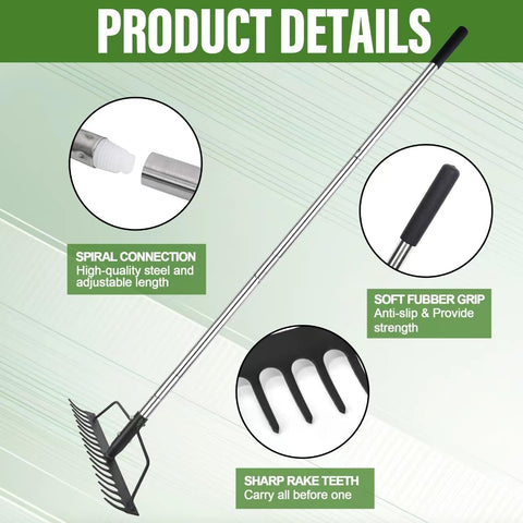 BARAYSTUS adjustable length bow rake displaying 24, 37.8, and 51.5 inch options