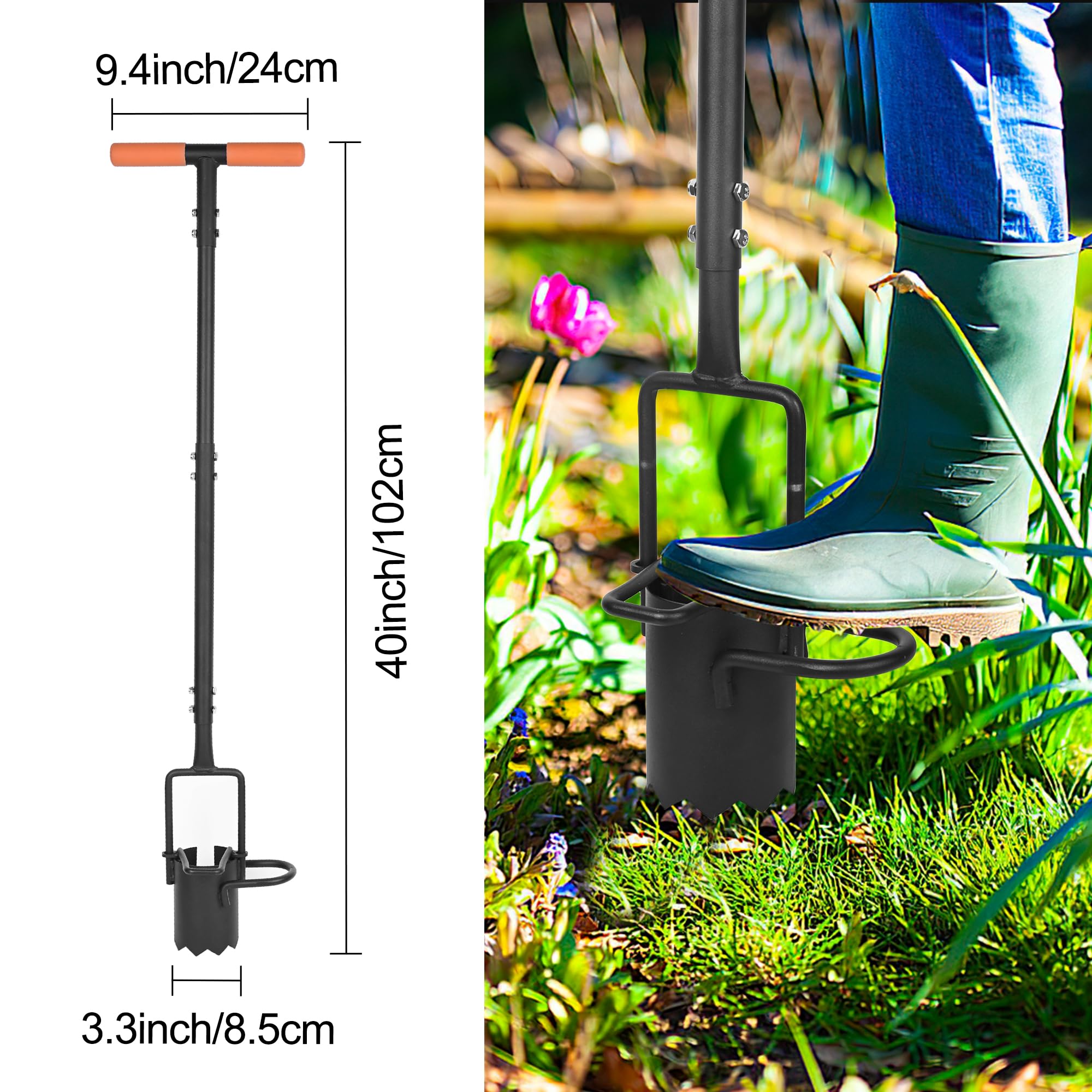 BARAYSTUS bulb planter with serrated base penetrates compact soil easily