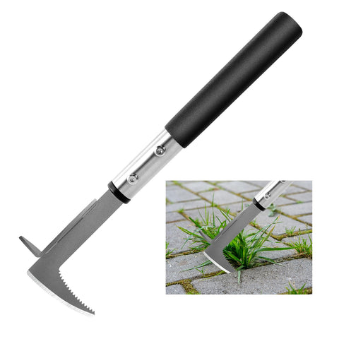 BARAYSTUS Crack Weeder with 13-inch handle clears narrow gaps and removes stubborn taproots.