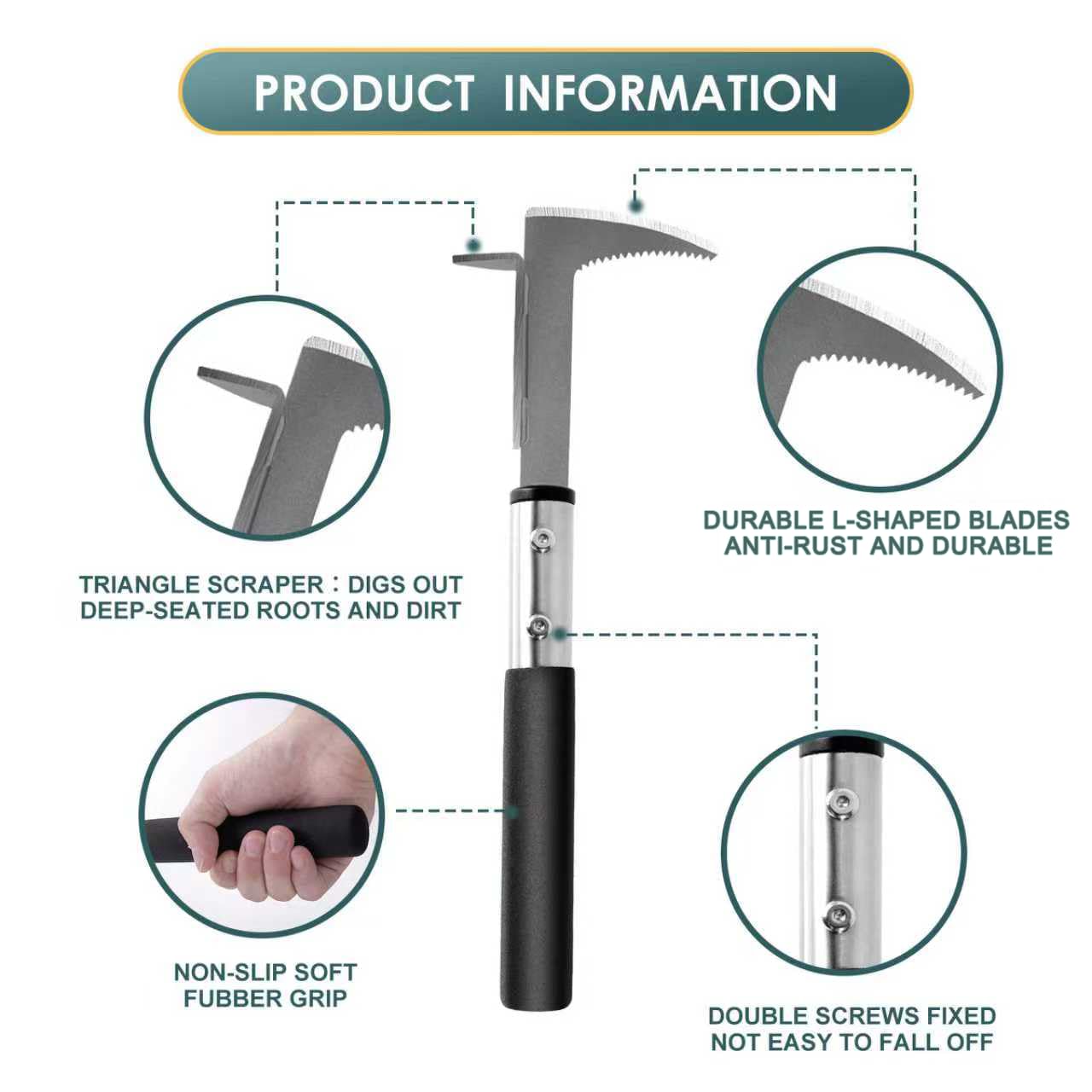 BARAYSTUS Crack Weeder fits tight spaces like driveways and sidewalks for moss and weed removal.