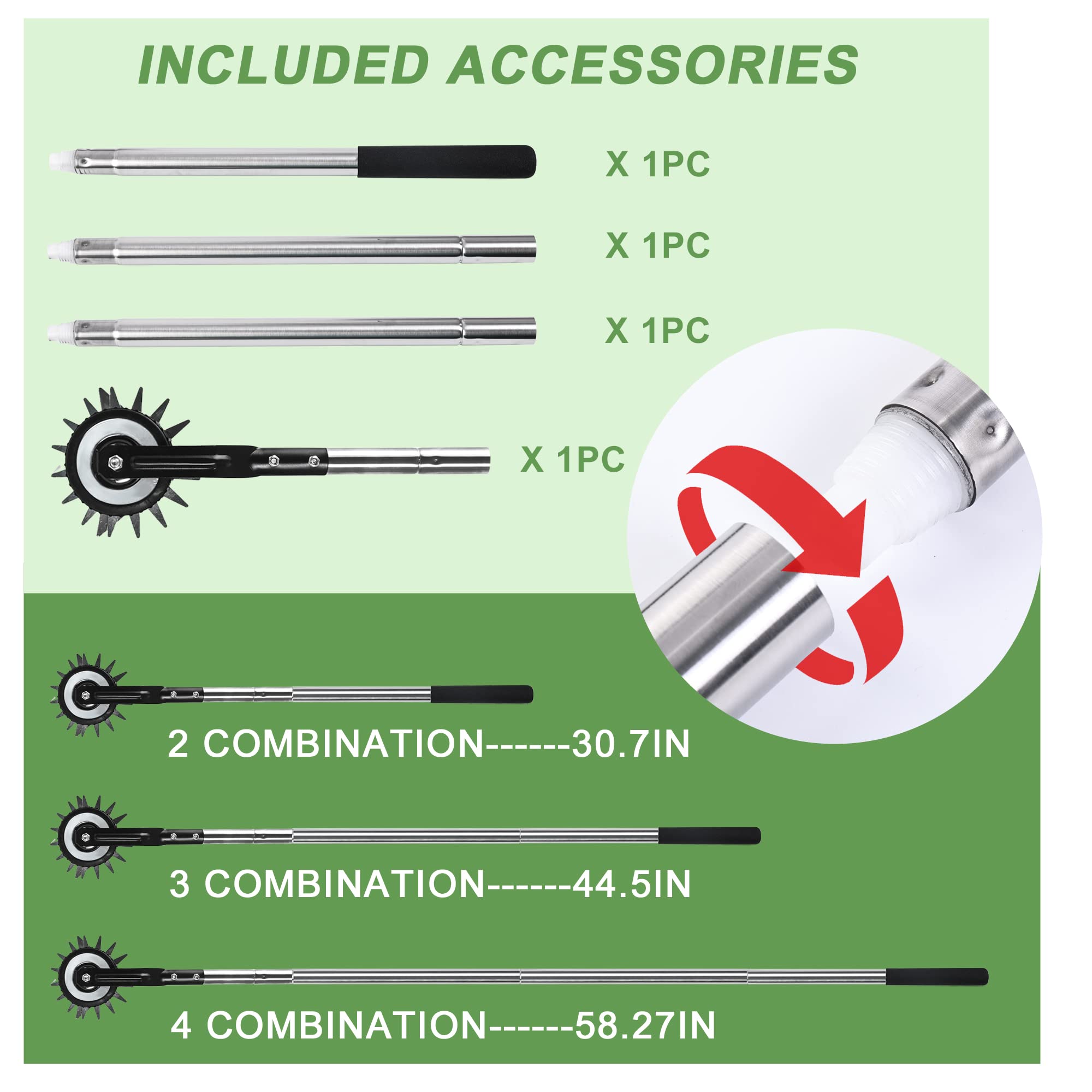 BARAYSTUS edger handle assembly highlighting stainless steel grip and comfort.