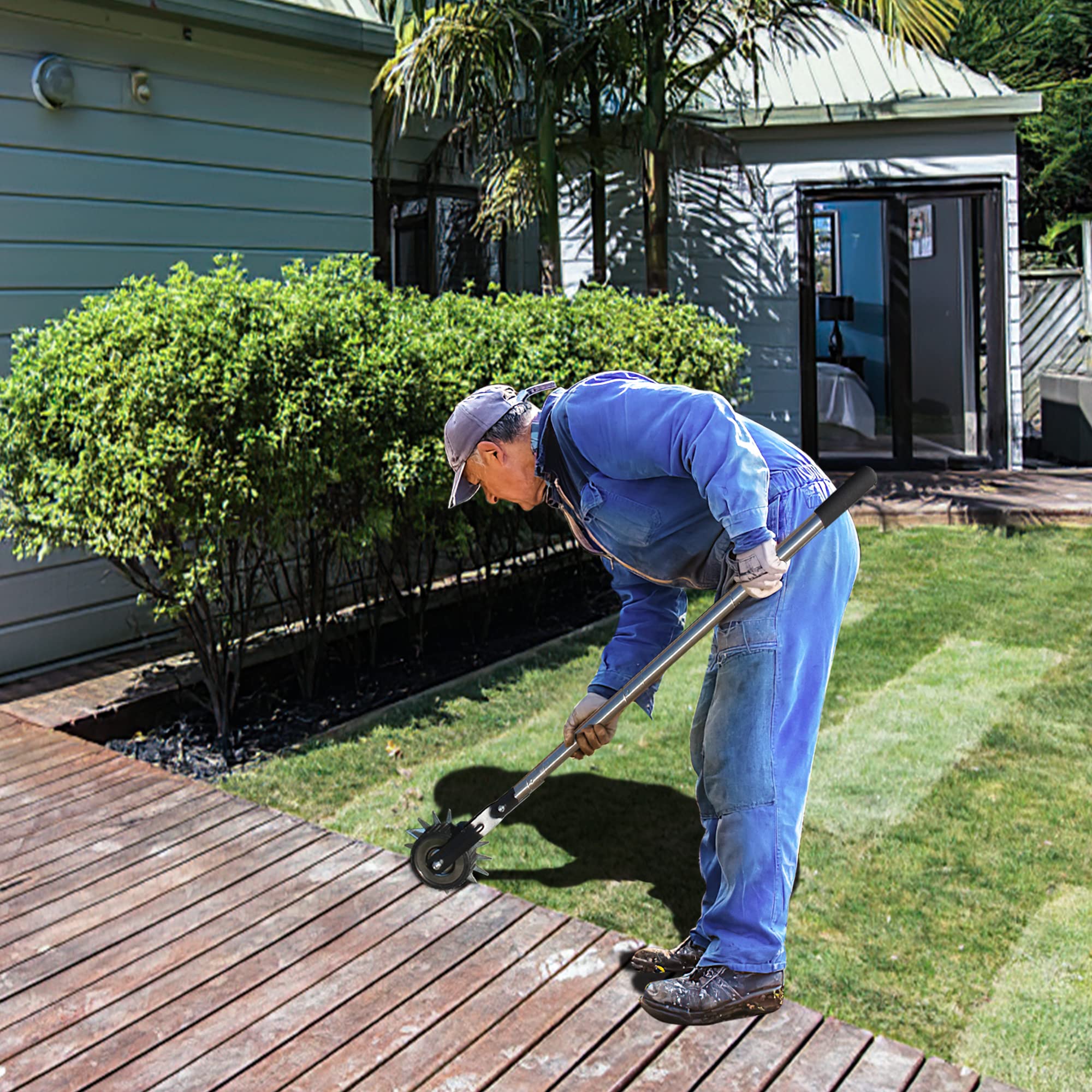 BARAYSTUS edger in use along a sidewalk delivering neat edges.