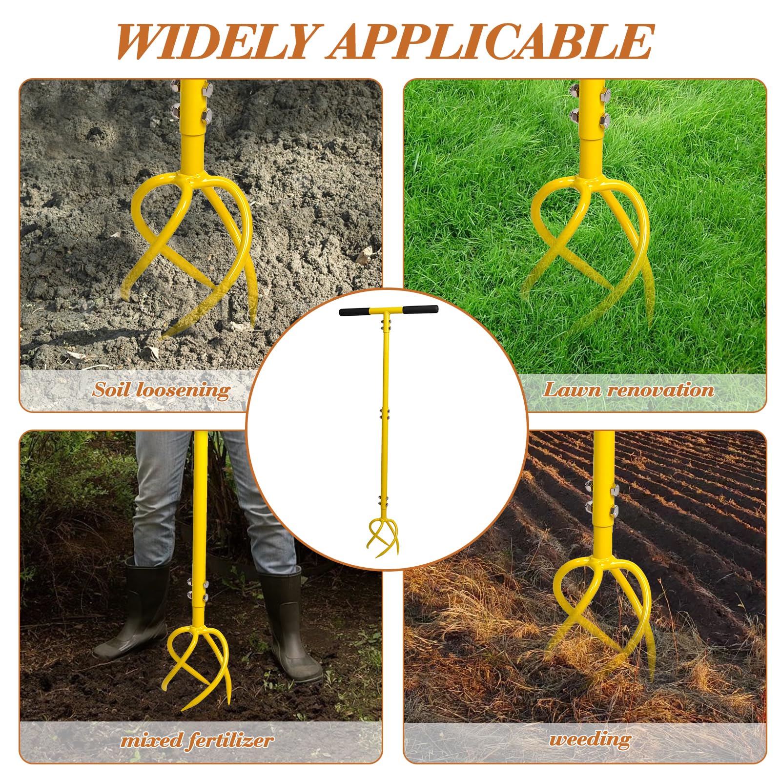 Baraystus Garden Hand Tiller 16-inch handle reduces strain during longer chores.