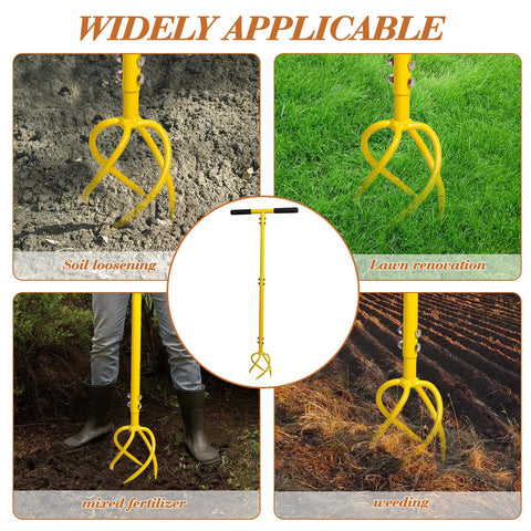 Baraystus Garden Hand Tiller 16-inch handle reduces strain during longer chores.