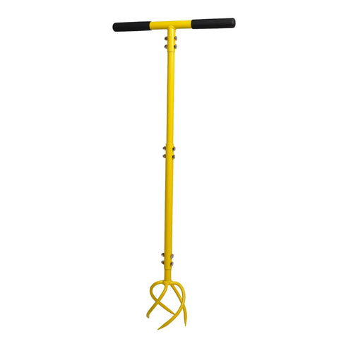 Baraystus Garden Hand Tiller with long curved tines for deep, efficient soil loosening.
