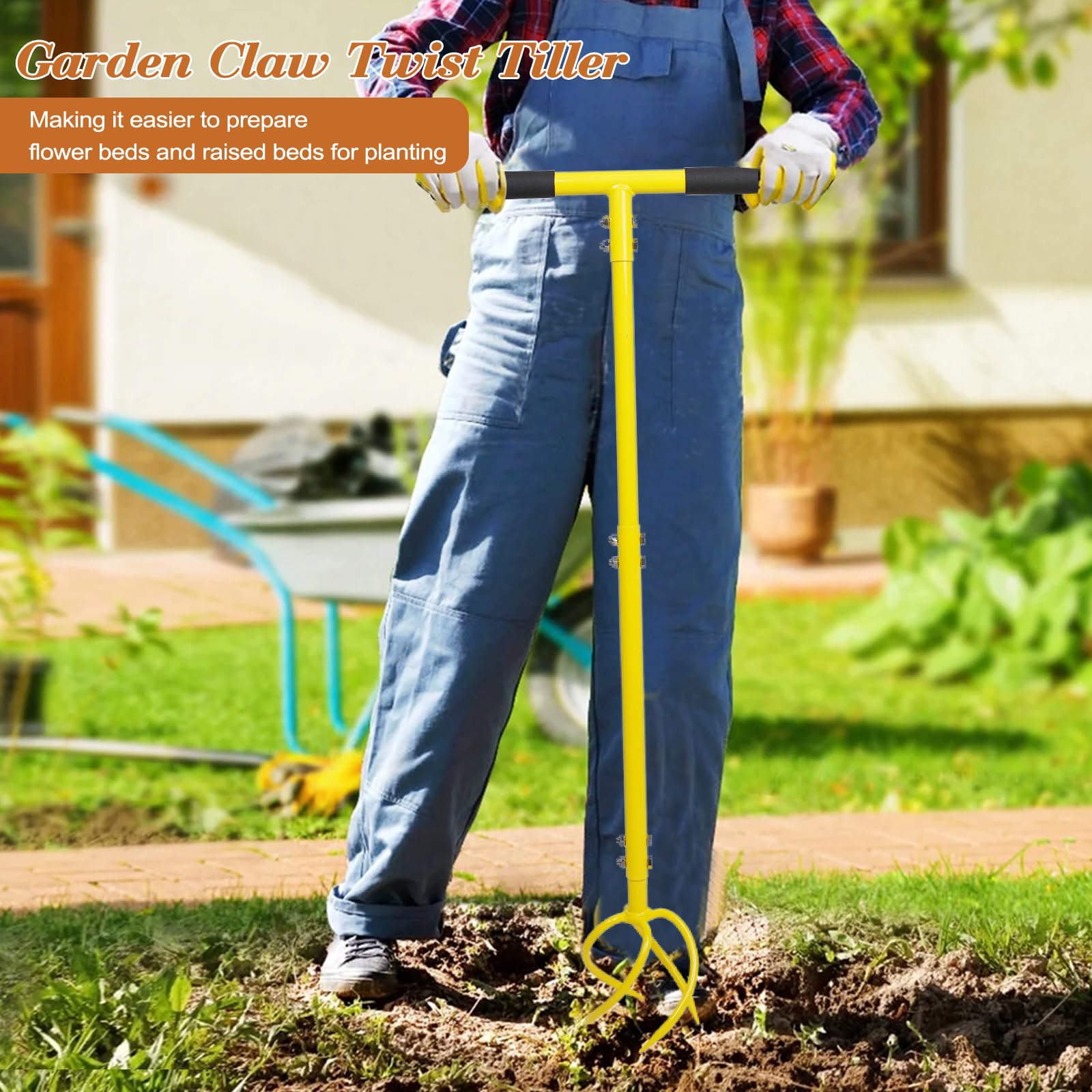 Baraystus Garden Hand Tiller smooth digging to save time in garden beds.