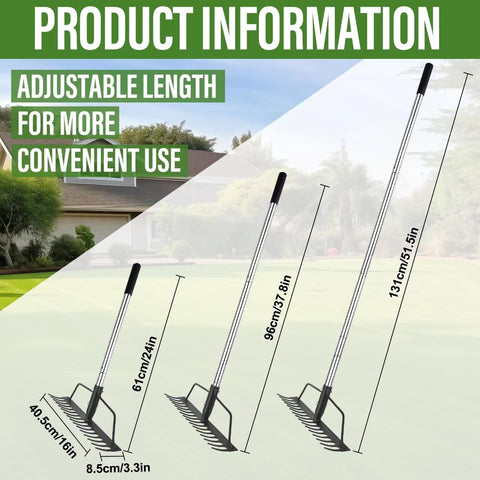 BARAYSTUS rake with stainless steel handle showing ergonomic grip for comfort
