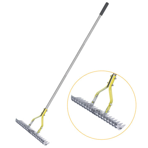 BARAYSTUS Thatching rake head with steel tines for debris removal and lawn aeration.
