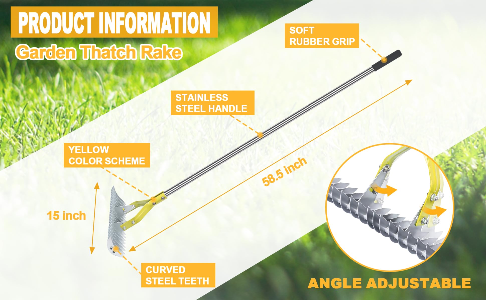 BARAYSTUS Rake with adjustable angle for efficient loosening and soil work.