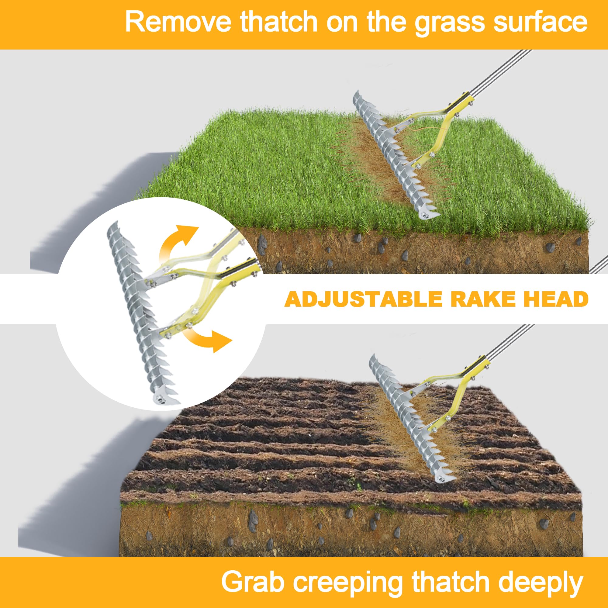 BARAYSTUS Dual-sided rake handles thatch removal and soil cultivation in one tool.