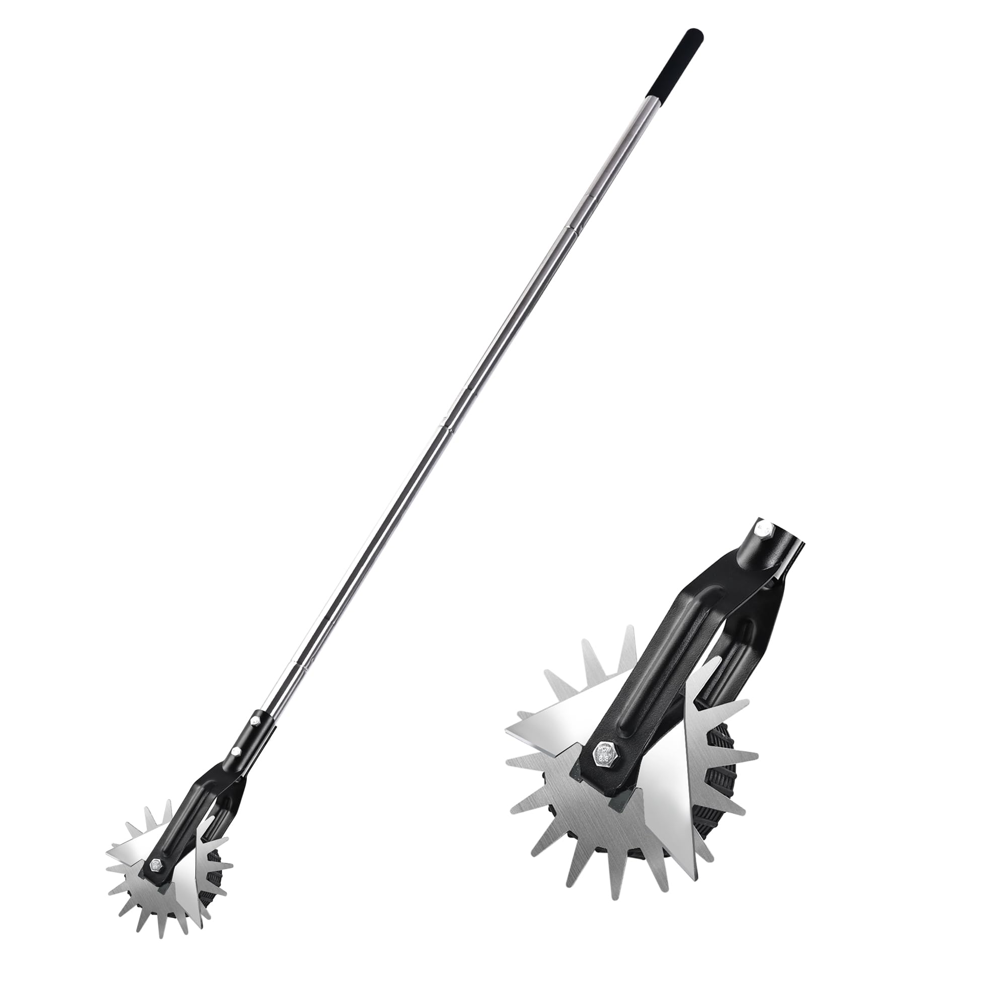 BARAYSTUS wheel edger side view with ergonomic design for easy edging along sidewalks.
