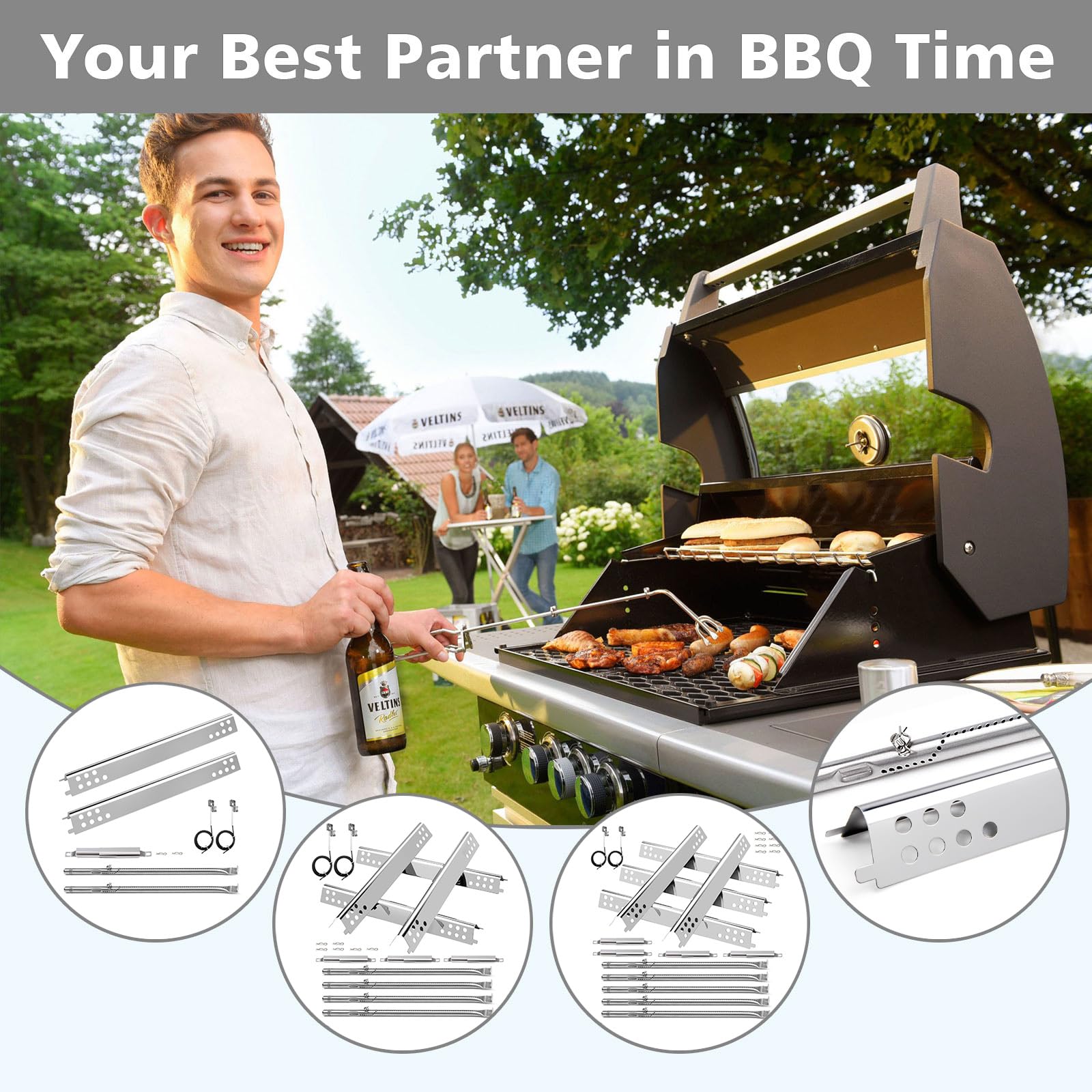 Barbqtime burner kit for Char-Broil 6-burner fits securely for quick replacement