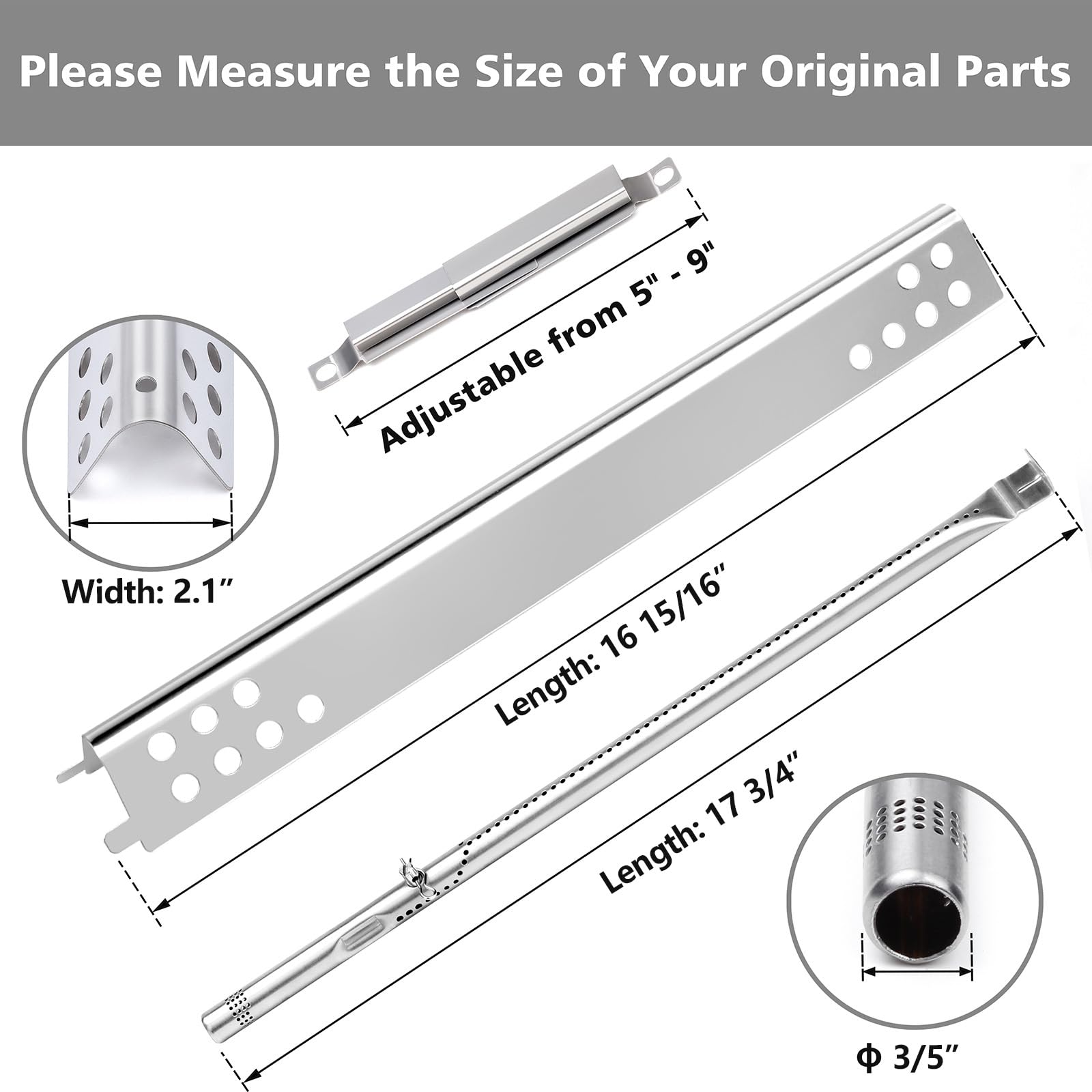 Barbqtime crossover tube for Char-Broil 2-burner ensures consistent airflow