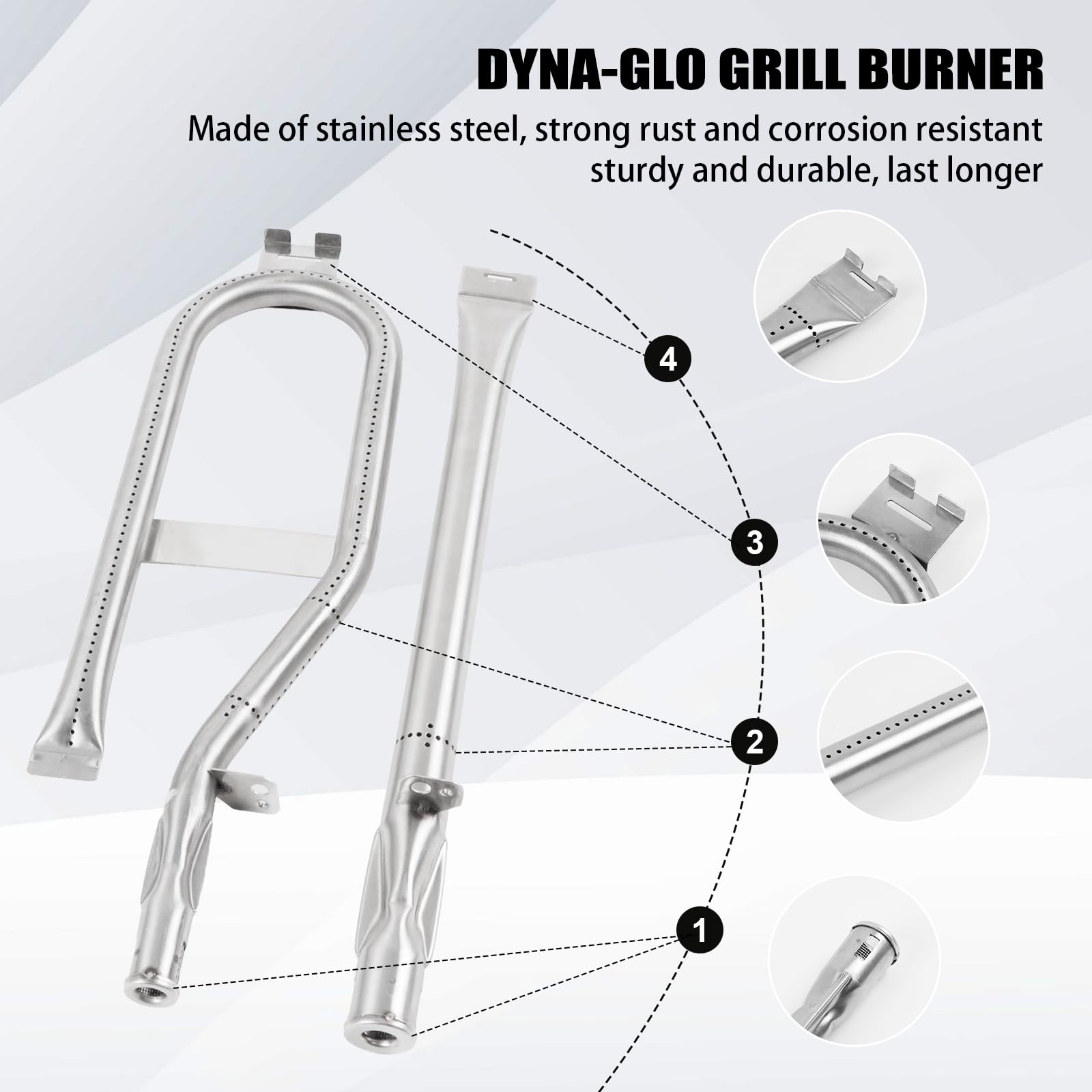 Barbqtime curved burner delivers even heat across the grill surface