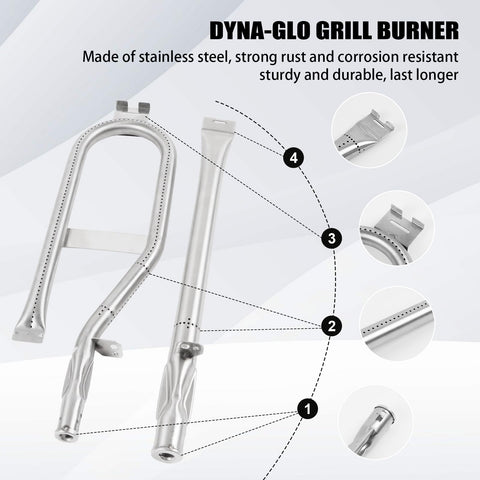 Barbqtime curved burner delivers even heat across the grill surface