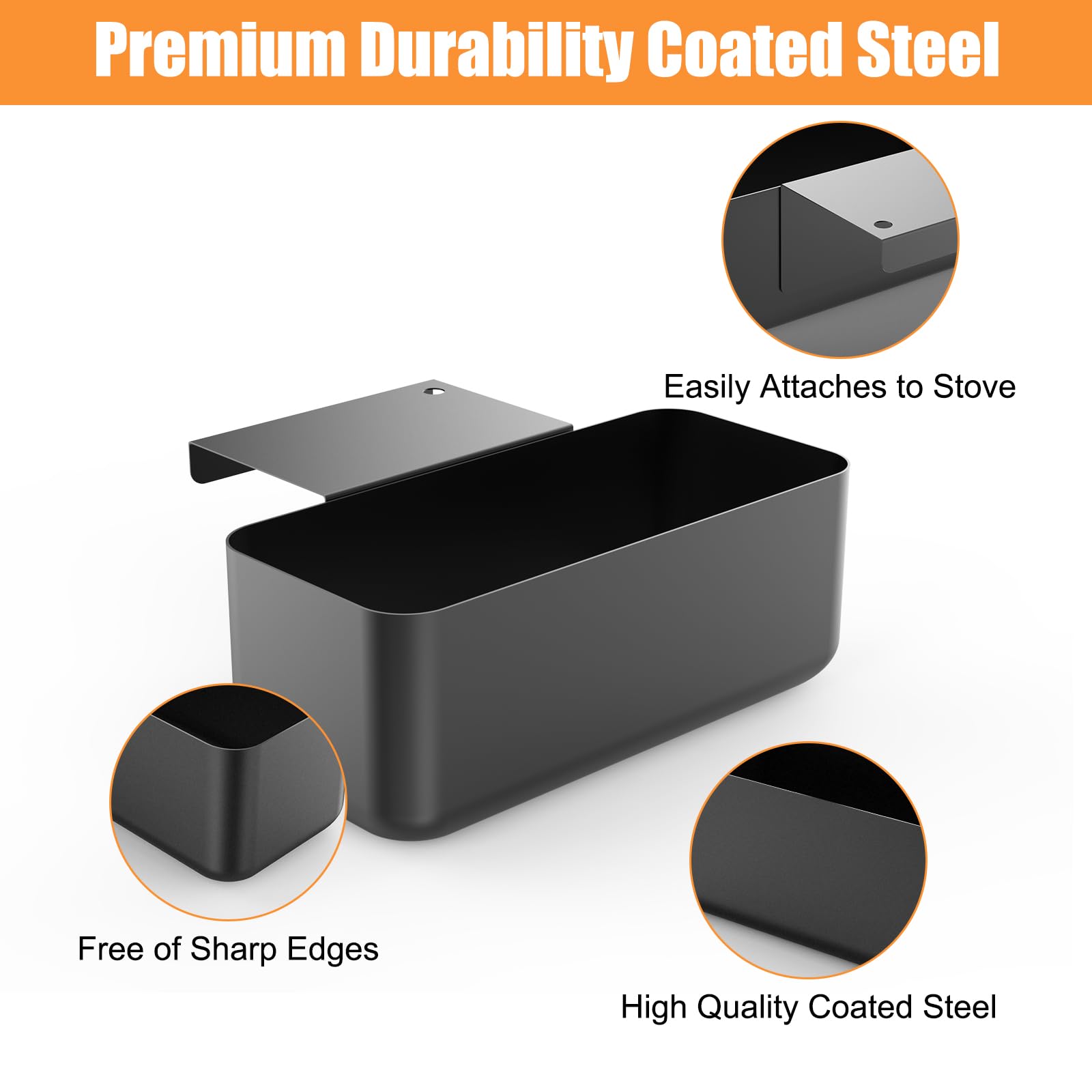 Barbqtime grease cup holder attaches to side racks for quick setup.