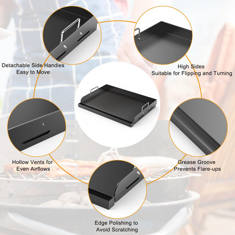 Barbqtime griddle grease trough helps control splatter during cooking