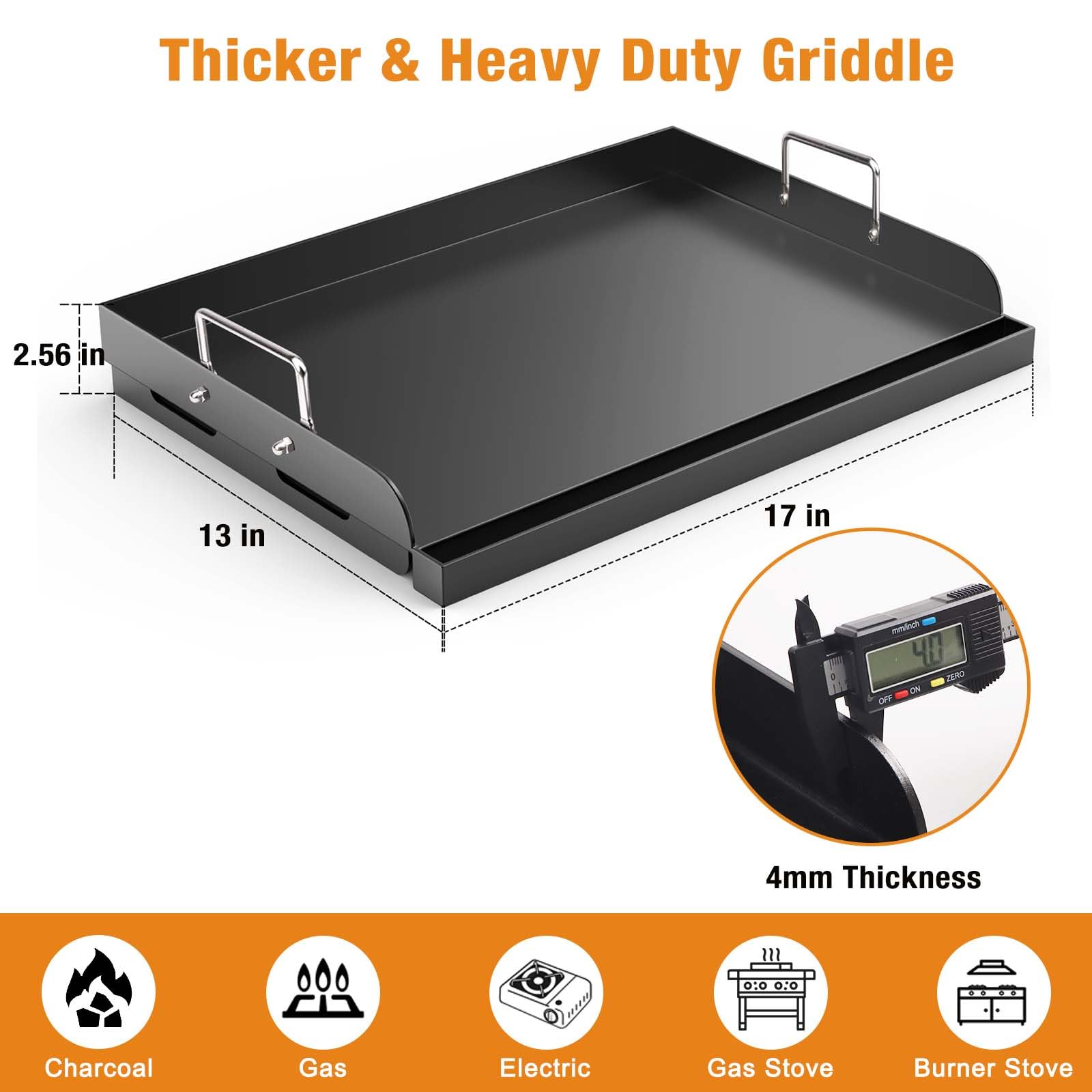 Barbqtime griddle removable handles, easy to move hot food safely