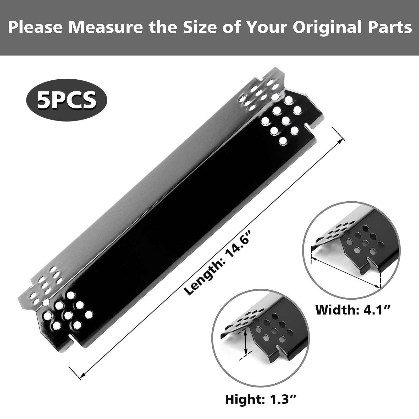 Barbqtime heat plate 14-6 inch dimension illustrates accurate Nexgrill 5 burner fit